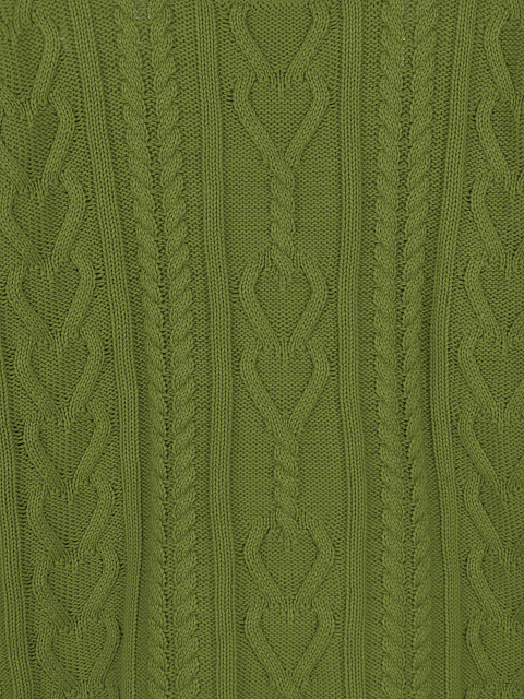 Зеленый хлопковый свитер с косами, 4