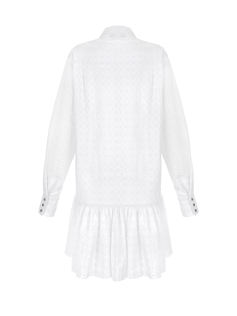 Белое платье-рубашка из фактурного хлопка, 2