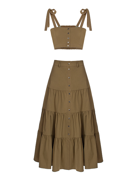 Костюм из джинсовой ткани цвета хаки, 1