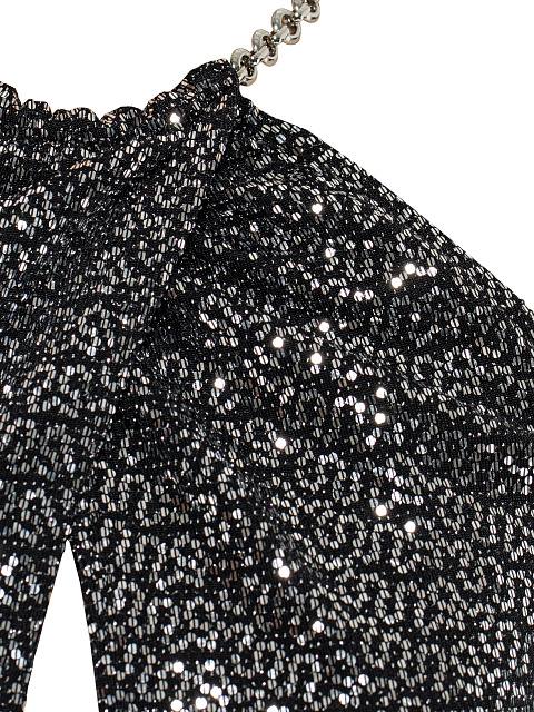 Серебристое платье-макси в мелких пайетках, 3