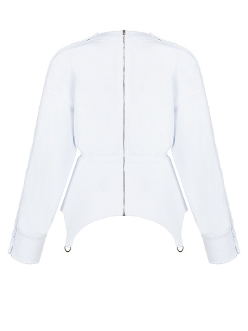 Белая толстовка с баской и кнопками на рукавах, 2