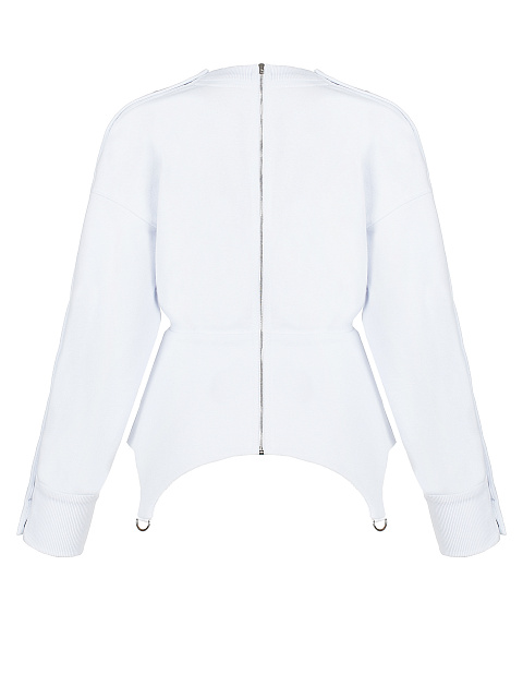 Белая толстовка с баской и кнопками на рукавах, 2