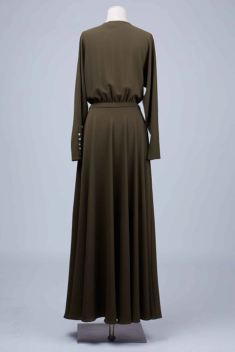 Платье-рубашка из плательной ткани хакки, рукав летучая мышь, 1