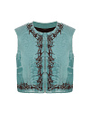 Жилет из бирюзовой свакары, вышивка колючки Жилет из бирюзовой свакары, вышивка колючки