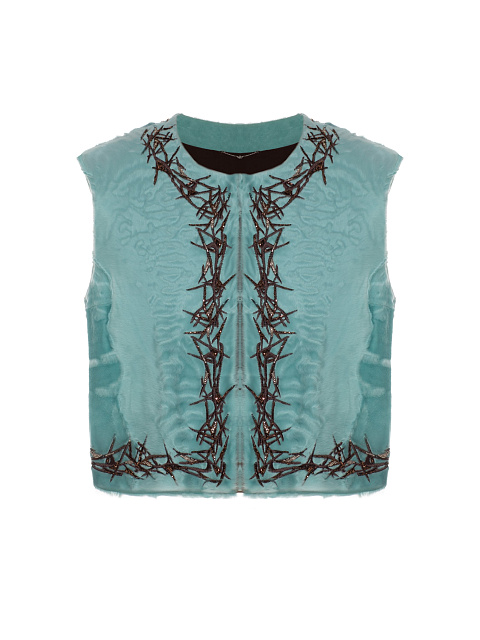 Бирюзовый жилет из меха свакара, 1