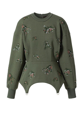 Свитшот цвета хаки с вышивкой, 1