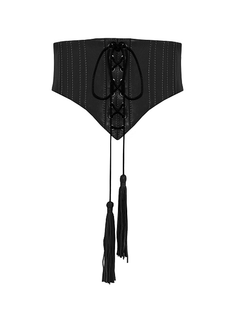 Черный кожаный корсет со шнуровкой, 1