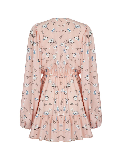 Розовое платье-мини из вискозы с цветочным принтом, 2