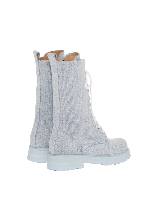 Светло-голубые высокие ботинки из денима, 3