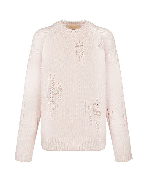 Светло-розовый хлопковый свитер с дырками, 1