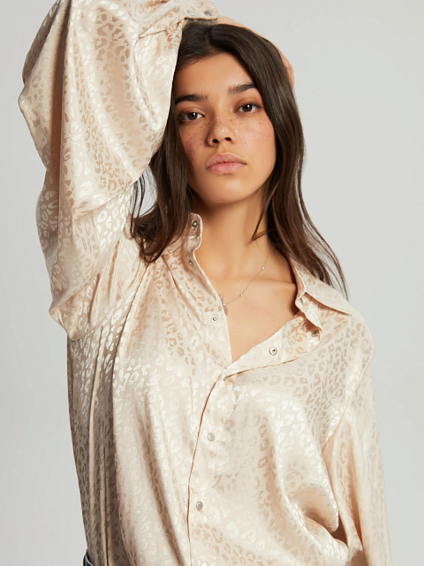 Бежевая блузка из вискозы с узором, 4