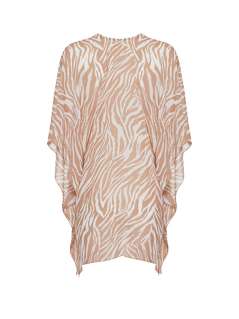 Бежевая туника из шифона с принтом, 2 Бежевая туника из шифона с принтом, 2