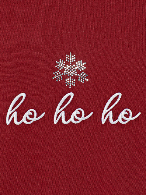 Бордовая футболка из хлопка с вышивкой и стразами, 4