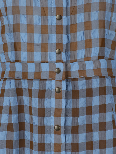 Платье-мини в коричнево-синюю клетку, 3