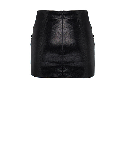 Черная мини-юбка из эко-кожи с драпировкой, 3 Черная мини-юбка из эко-кожи с драпировкой, 3