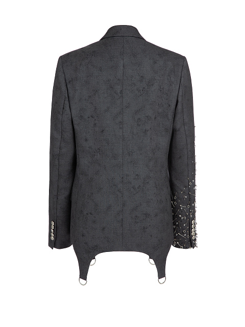Серый жакет со штрипками и декором из булавок, 2