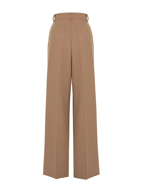 Бежевые широкие брюки в полоску, 2