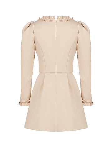 Бежевое платье-мини с рюшами, 2