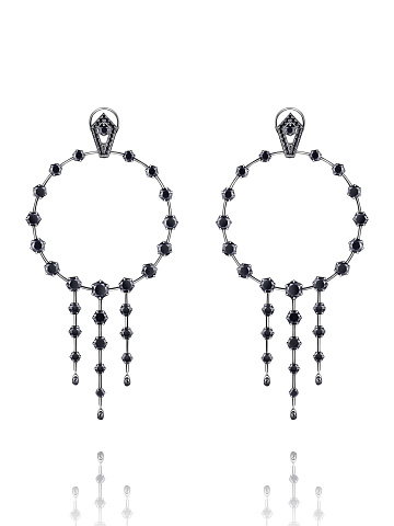 Хупсы из белого золота с черными бриллиантами, 1