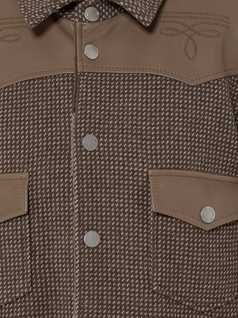 Коричневая куртка из шерсти с подкладом из каракуля, 3