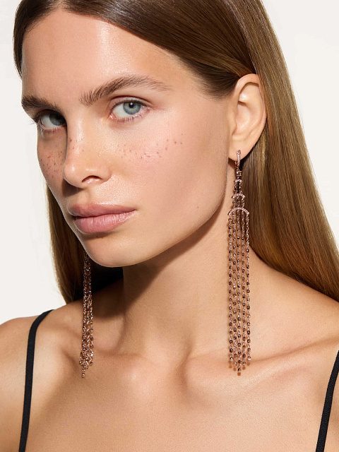 Длинные серьги из розового золота с коричневыми бриллиантами, 2