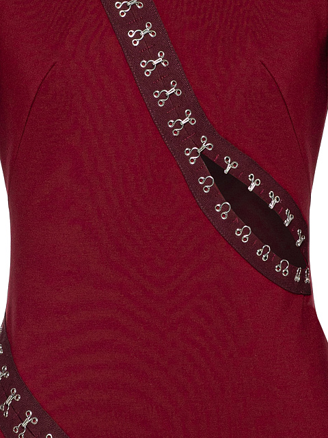 Бордовое платье-миди с разрезами, 4