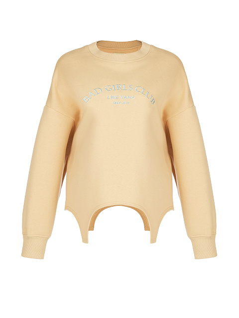 Песочный свитшот Bad Girls Club с серой вышивкой, 1 Песочный свитшот Bad Girls Club с серой вышивкой, 1