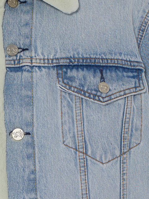 Голубая джинсовая куртка с подкладом из стриженного меха норки, 3