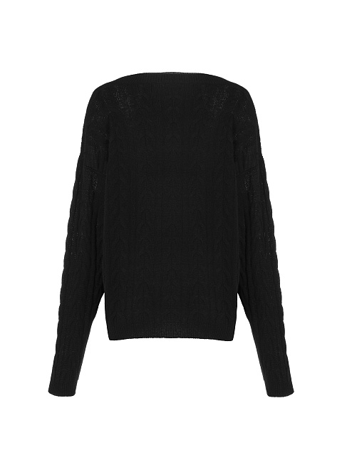 Черный кашемировый пуловер с косами, 2