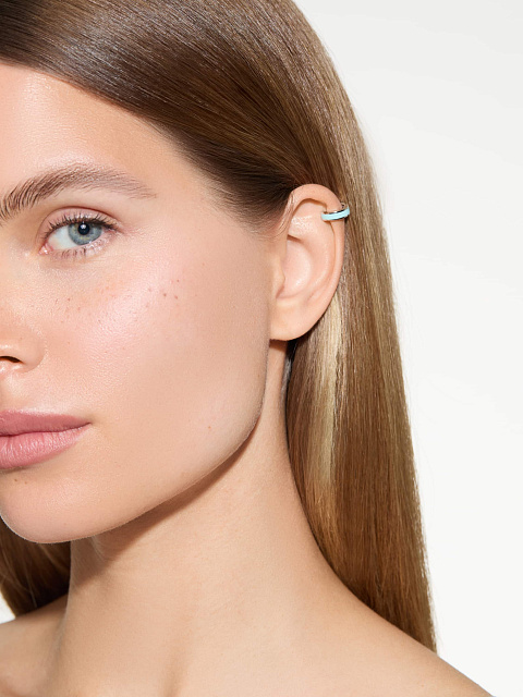 Узкий кафф из белого золота с эмалью Paraiba Color, 3