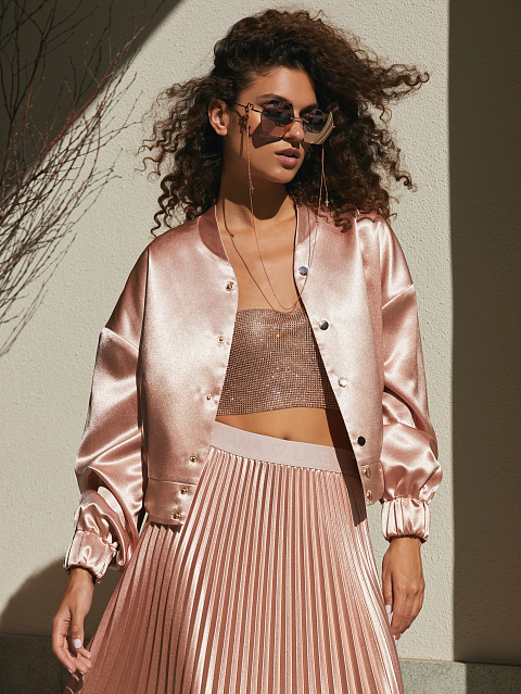 Цепочка для очков из розового серебра с черными фианитами, 4