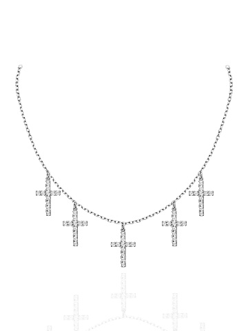 Колье с кулонами из серебра с фианитами, 1