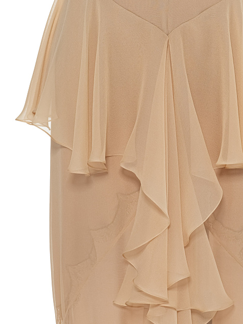 Бежевое платье-макси с воланами из шифона , 8 Бежевое платье-макси с воланами из шифона , 8