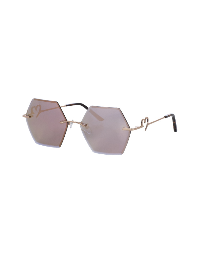 Солнцезащитные очки в золотистой оправе с розовыми зеркальными линзами, 1