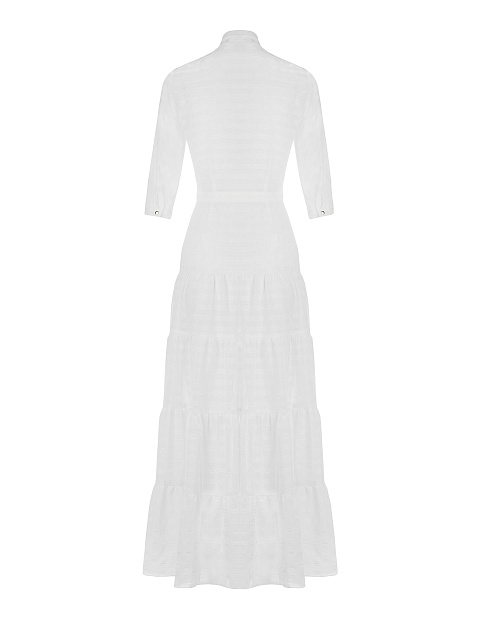 Белое платье-макси из тонкого шифона в клетку, 2