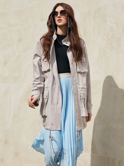 Голубая плиссированная юбка-миди с асимметричным подолом, 4 Голубая плиссированная юбка-миди с асимметричным подолом, 4