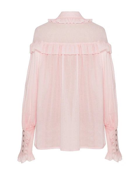 Светло-розовая блузка из хлопка с рюшами, 2 Светло-розовая блузка из хлопка с рюшами, 2