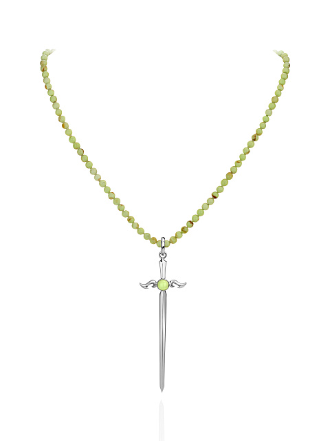 Колье с кулоном из серебра и хризопразов, 1