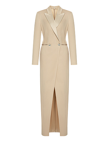 Бежевое удлиненное платье-жакет, 1