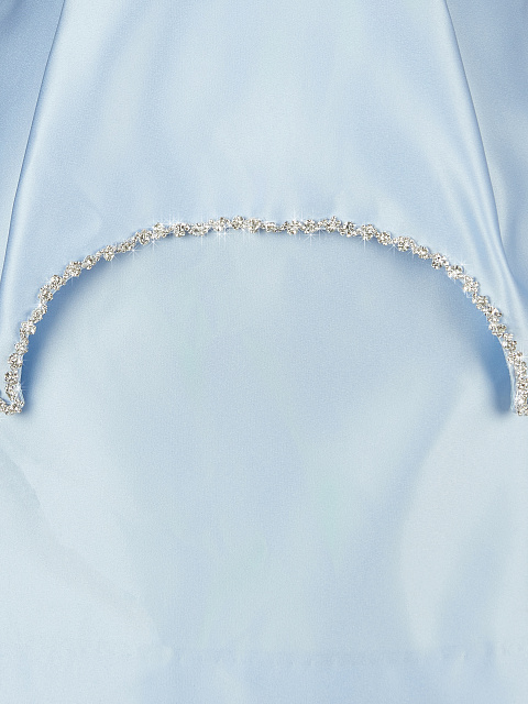 Голубое платье-мини с баской и стразами, 3
