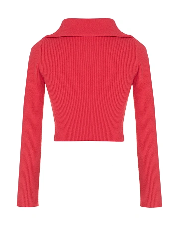 Красный укороченный кардиган с молнией, 2