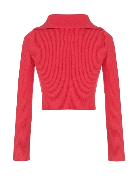 Красный укороченный кардиган с молнией, 2