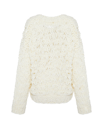 Белый пуловер из кашемира с жемчугом, 2