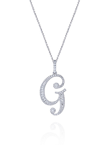Колье из белого золота с кулоном в виде буквы G с бриллиантами, 1