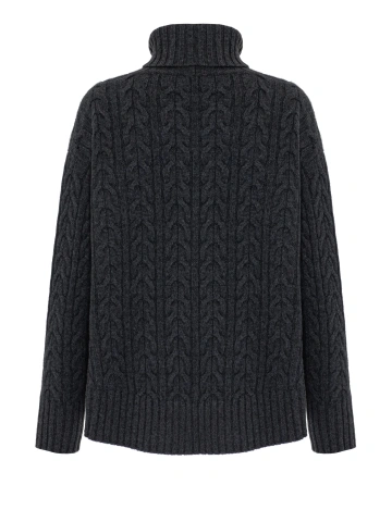 Темно-серый кашемировый свитер с косами и декором в виде сердца , 2