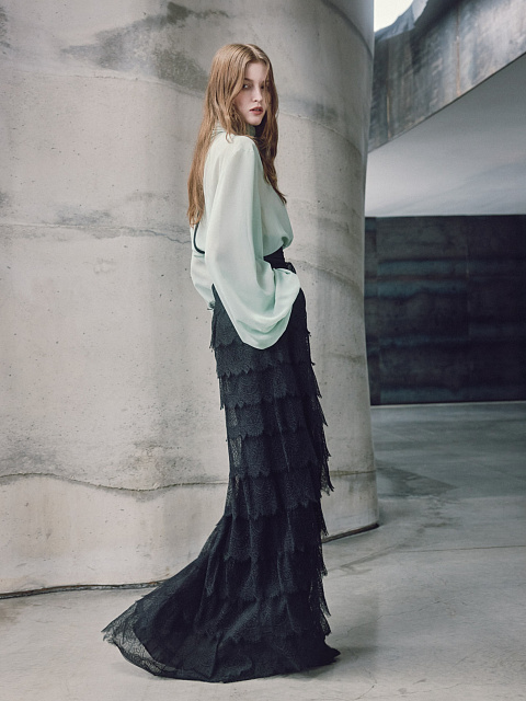 Черная юбка-макси из кружева, 1