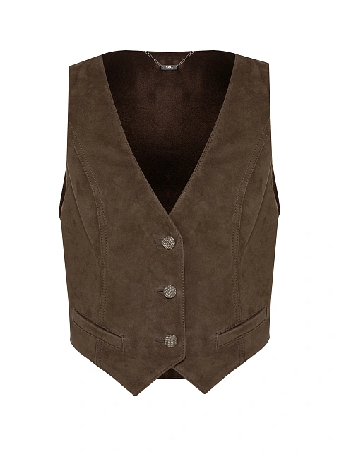Коричневый жилет из замши, 1