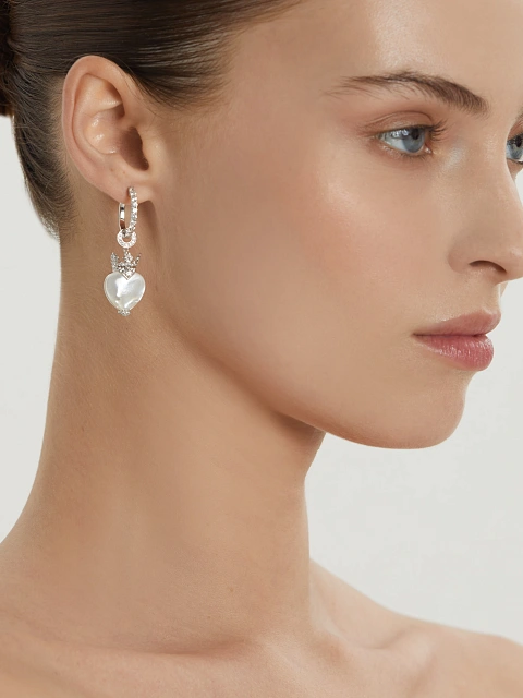 Серьги из белого золота с перламутром и бриллиантами, 3