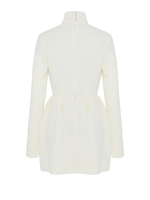 Молочное платье-мини с драпировкой, 2