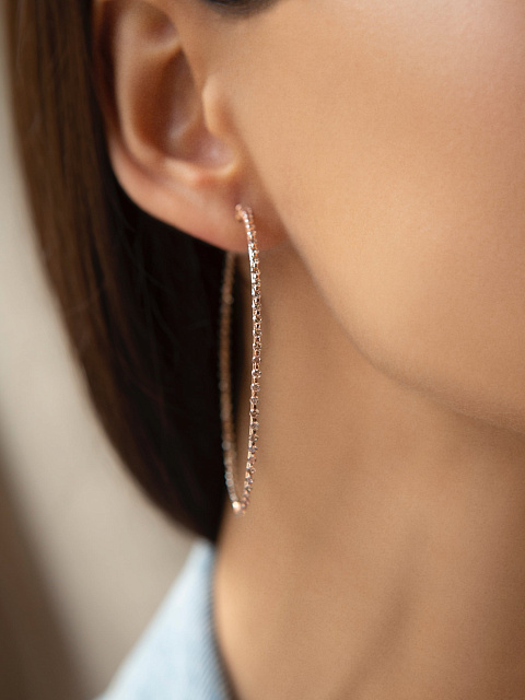 Хупсы из розового золота с коричневыми бриллиантами, 3 Хупсы из розового золота с коричневыми бриллиантами, 3